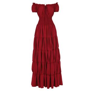 Renaissance Costume Women Medieval Irish Under Dress Retro Gown Wench Peasant Smocked Waist Long Dresses Halloween Costumes Girls Party Outfit Gothic Dress 6531-D1 Shortsleeve Minimalist,summeroutfits,vacationoutfits,beachoutfits