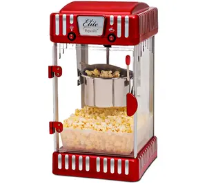 Classic Tabletop 2.5-oz Kettle Popcorn Maker 300W Power Stainless Steel and Plexiglass Construction with Removable Tray Measuring Cup & Spoon