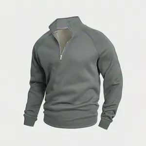 Men's Autumn and Winter Zipper Stand Collar Sweatshirt Trendy High Street Versatile Casual Loose Long Sleeve Top Men's Style Hoodie Jeans Crewneck Fit Stylish Menswear Dark Gray Dark Gray Joggers