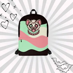 DreamSage Pastel Gothic Clowncore Hyena Backpack 100% Polyester 4 Gallons Capacity Water-resistant with Laptop Compartment