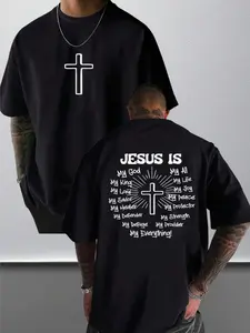 Men's Graphic T-Shirt Jesus Cross Faith Daily Wear 100% Cotton Unisex Gift Idea For Him Her Religious Apparel Spiritual Clothing Christian Tee  Design Comfortable Fit Casual Style