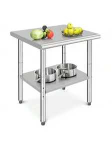 Stainless Steel Table For Prep & Work, 30x24x35 In, NSF Metal Commercial Kitchen Table, Heavy Duty Prep Table With Adjustable Undershelf & Feet For Restaurant, Home, Workshop, Kitchen, Garage