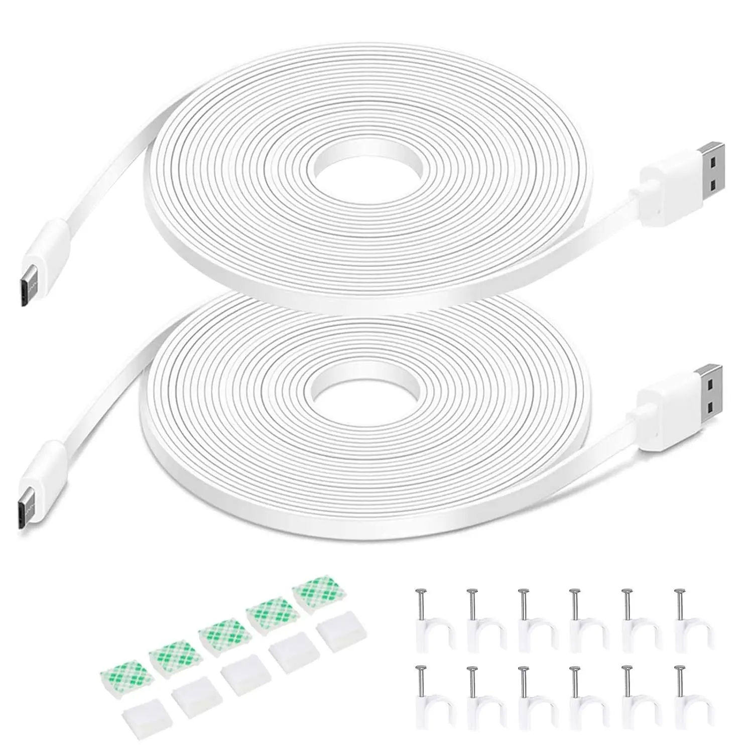 2Pack 20FT Flat Power Extension  for  Cam v4/v3/OG/v3 Pro, Blink Mini, Kasa Indoor, Blink Mini Pan, SimpliSafe,  Power Cord for  Camera (Not for WyzePan v3, Not Type-C)