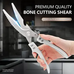 Heavy Duty Stainless Steel Poultry Shears Multipurpose Kitchen Scissors for Bone Chicken Meat Fish Turkey Vegetables Barbecue Set Ultra Sharp Non-Slip Ergonomic Handle Dishwasher Safe Aluminium Blade