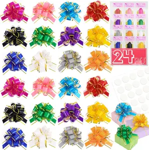 24 count 6 Inch Large Pull Bows,12 Colors Bow for  Wrapping, Birthday Ribbon Bow for Wrapping Boxes & Decorative Accents