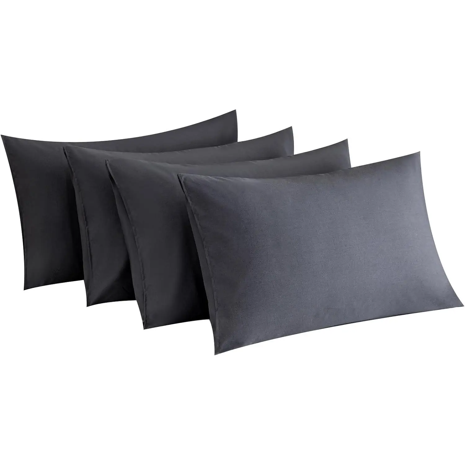Dark Gray Envelope Close Pillow Cases Set of 4 (20x40 in) - Synthetic Bedding Pillowcases, Super Soft, Smooth Texture, Breathable, Durable, Fade Resistant, Lightweight, Machine Washable