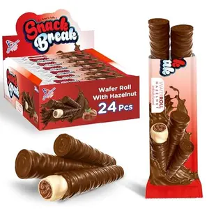 Snack Break Coconut Wafer Rolls, Rolled Wafer Cookies, Coconut Coated Delicious Snack, Individually Wrapped, Crunchy Sticks for On-the-Go, Coffee, Tea, Pack of 24