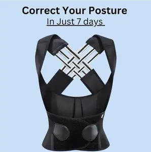 Adjustable Unisex Back Brace Posture Corrector - Full Back Support for Upper & Lower Improves Posture & Provides Lumbar Support, Adjustable Straps & Mesh Back Panel for Breathability