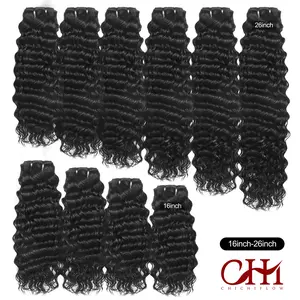 ChiChiFlow 12A Human Hair Bundles 16-26 Inch 3 Deep Wave 100% Unprocessed Brazilian Remy Virgin Hair Extensions Raw Quick Weave for Natural Voluminous Look