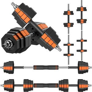 Rockraf 66Lbs Adjustable Dumbbells Set, 3 In 1 Adjustable Weights Dumbbells Barbell Set, Weight Plate With Connector Used As Barbell, Dumbbell, Push Up Bars, Fitness Strength Exercises For Home Gym