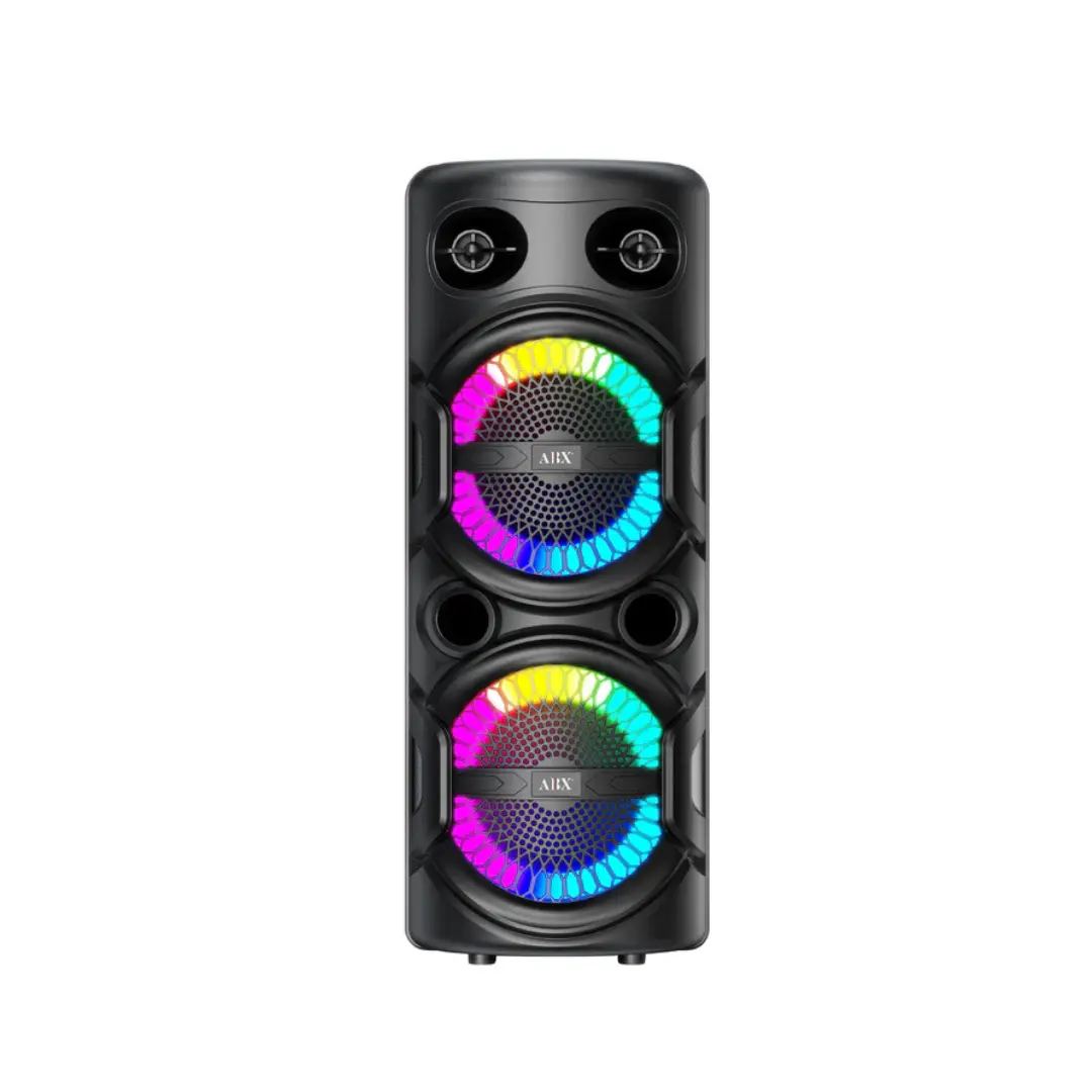 Audiobox ABX-286R Dual 8" Portable Rechargeable Party Speaker with Lights, Karaoke Function, Charging Capability