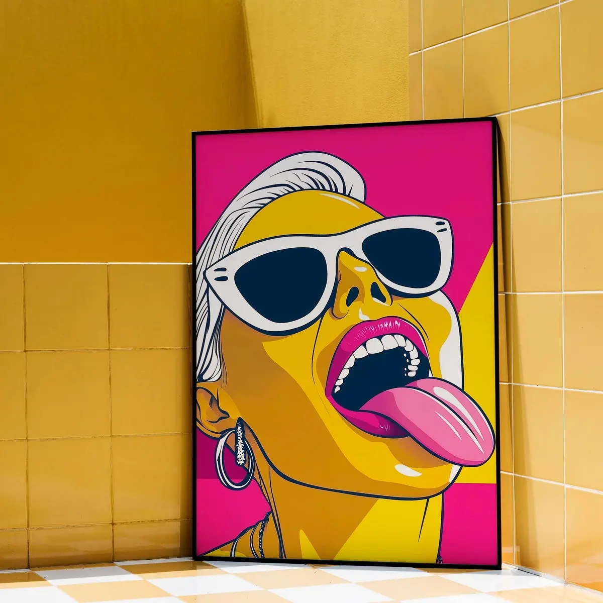 Pop Art Print for Maximalist Decor, Hot Pink Dopamine Decor Poster, Urban Street Style Portrait, Retro Y2k Wall Art, Gift for Her, Room Decor, Unframed –  5 Sizes (8x12–27x40 inch)