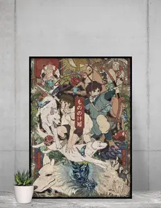 [Sale Up To 50%][No frame, Free Ship] Princess Mononoke Poster | Epic Studio Ghibli Wall Art | San & Ashitaka Print | Premium Anime Decor