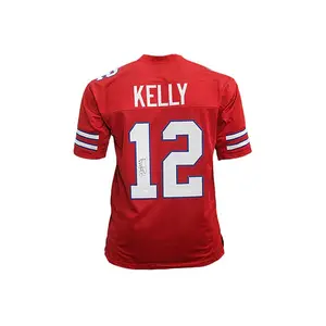 Jim Kelly Autographed Pro Style Football Jersey Red (JSA)