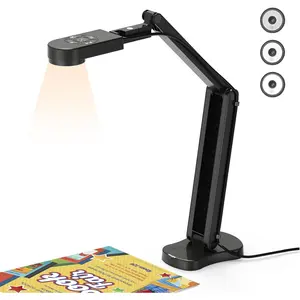 8MP Document Camera & Webcam 4K with Dual Microphones, USB Visualiser A3-Size, 3-Level LED Lights, Image Invert Function, Fold, for Live Demo, Distance Education -Windows, macOS and Chrome OS