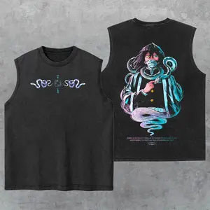 Obanai Iguro Demon Slayer Washed Tank Top, Gym Essential, Vintage Casual Crewneck Short Sleeves Menswear T-shirts Classic Cotton Fabric Streetwear