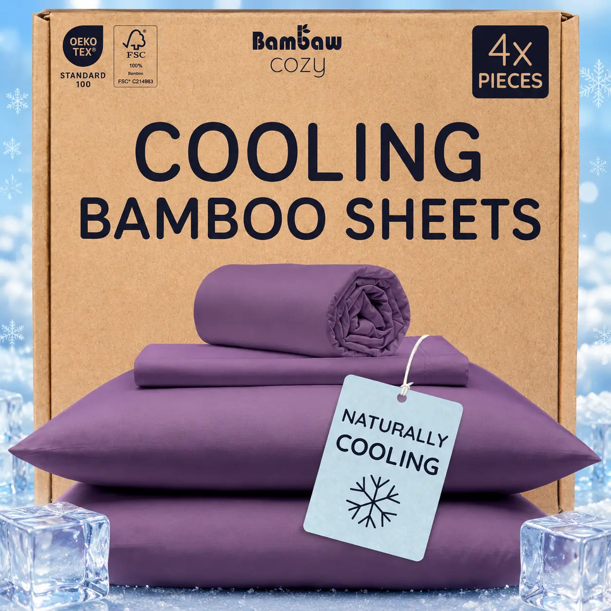 MUXHOMO Extra Deep Pocket Bamboo Sheets - 6 Pcs Breathable & Cooling Bed Sheet Set, Hotel Luxury Fitted Soft Wrinkle-Free For Mattresses, Room Decor, Twin/Full/Queen/King Size Pillowcase Sets,back to school,back to school shopping,home decor