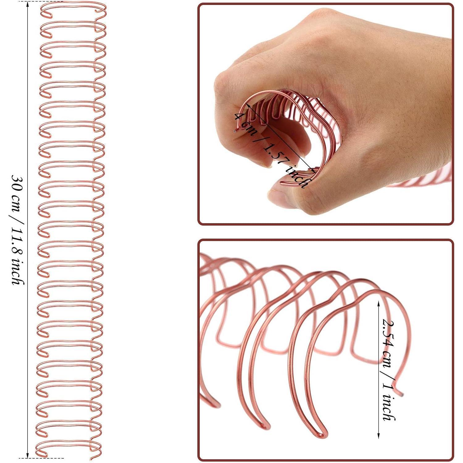 6 count Binding Wire  Loop Spines Double Loop Binding Wire 1 Inch Cinch Diameter 23 Holes for Teacher Student Document Notebook Making(Rose )