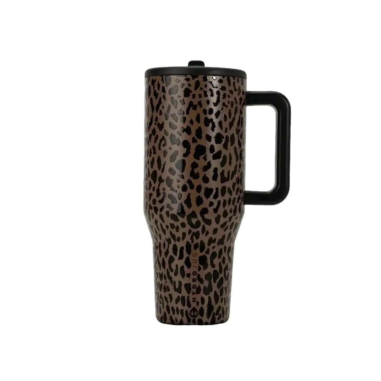 Brown Leopard HydroJug Traveler | Leak-Proof Insulated Tumbler with Flip Straw & Cup Holder Fit Flasks Lid Drinkware Leakproof Tumbler