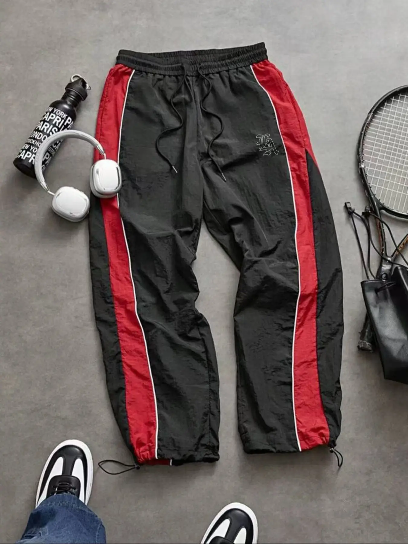 Men's Fashion Casual Sports Pants, Loose Fit, Elastic Cuff, Unique Print, Simple Versatile, Nylon Fabric, Perfect for Daily Wear, Athleisure Pants, Athleisure Style Pants, Athleisure Style Bottoms