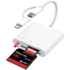 USB C SD Card Reader for  17/16/14/iPad, 3-Slot USB Type C to CF/SD/MicroSD Adapter Supports Compact Flash/SD/MicroSD 3 Slot, Compatible with Phone/Android/Laptop, Plug&Play
