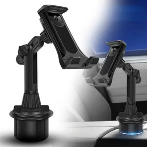 2 in 1 Car Cup Phone/Tablet Holder Mount Adjustable Base 360°Rotation Cup Holder Cell Phone Holder Adjustable Gooseneck Stand Cradle