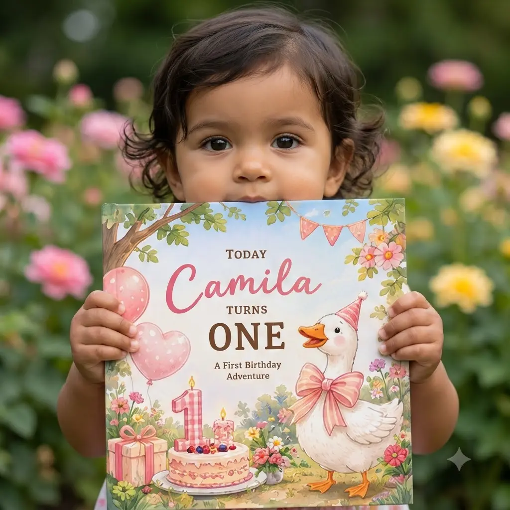 Personalized Goose First Birthday Book With Name, Custom Farm Storybook For Toddlers, Baptism Gift for Girl, Bedtime Keepsake