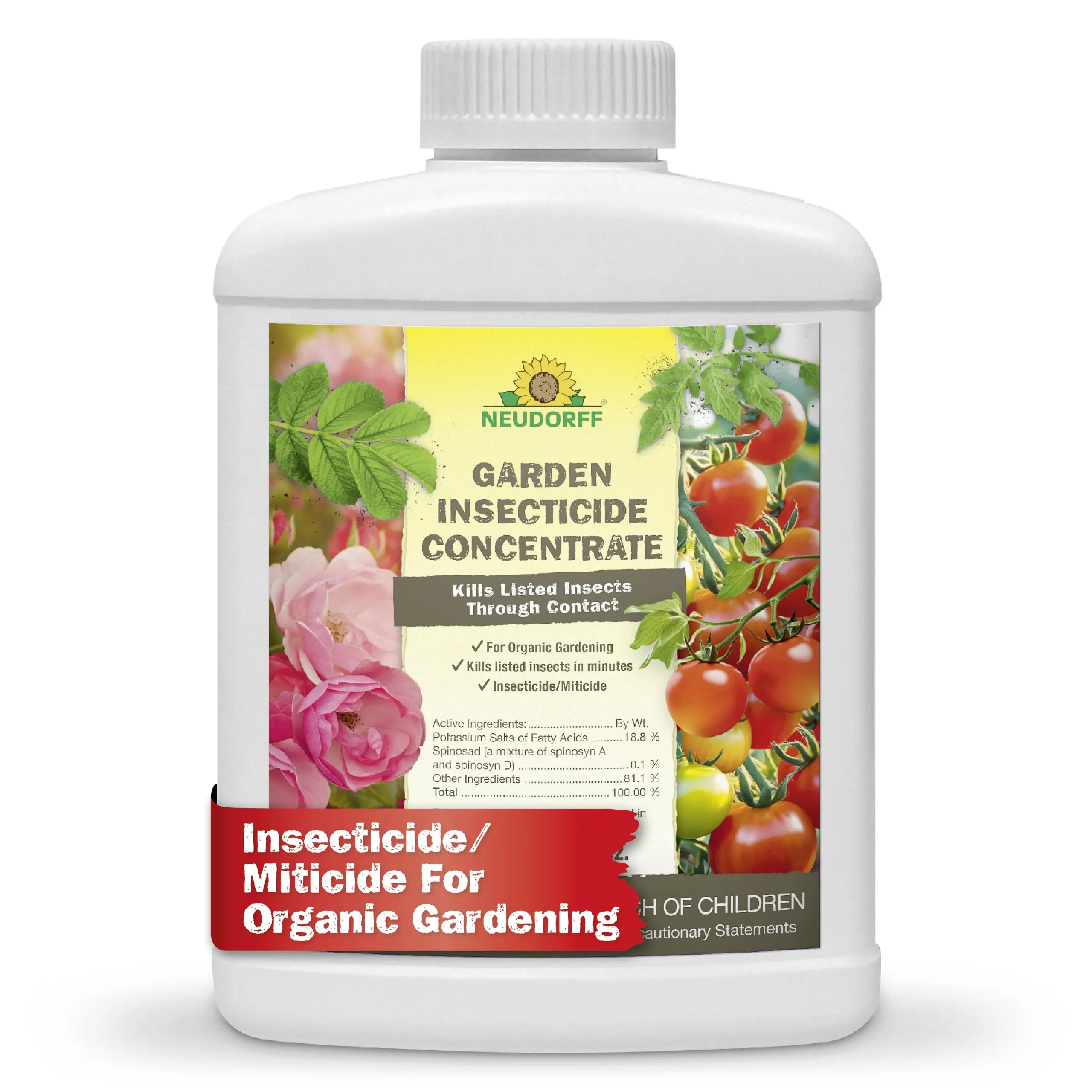 16 oz Concentrated Garden Insecticide with Spinosad - Fast-Acting Organic Safe Outdoor Spray, Effective Contact Control for Vegetables, Fruits, Ornamentals