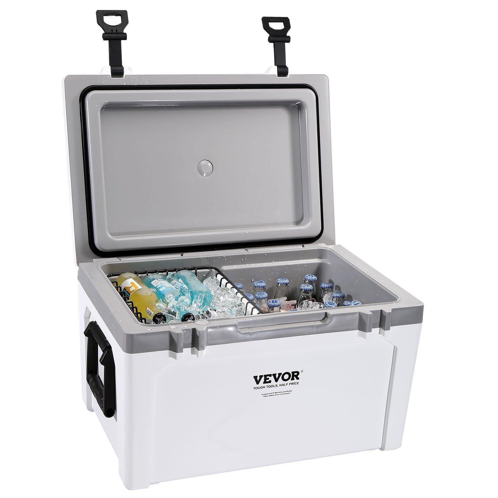 VEVOR 52 Qt Insulated Hard Cooler Lunchbox, Camping Gear, Holds 50 Cans, Heavy Duty Handle, Ice Retention, for Camping, Beach, Travel, Portable Ice Chest