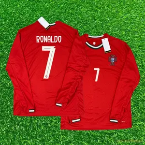 2526 Portugal  Away Red No. 7 CR7 Long sleeves   Soccer Jerseys