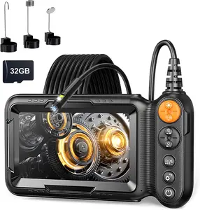 Dual-Lens Endoscope Camera with Light, 4K HD Borescope with 5" IPS Screen, Photo & Video Inspection Cameras with 32G SD Card, IP67 Waterproof Snake Camera, Cool Gadgets for Men, Women(16.5FT) father's day gifts