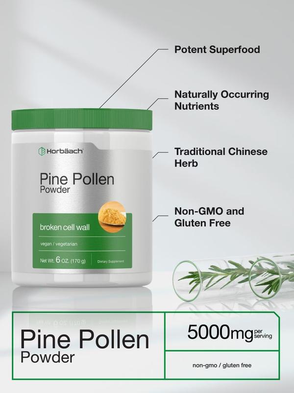 Horbäach Pine Pollen Powder | 6 Ounce | Nature's Superfood | Non-GMO, Vegetarian, Gluten Free Supplement