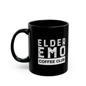 Elder Emo Coffee Club Mug | Black Ceramic Coffee Cup | 11oz