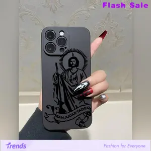 St. Jude All-inclusive Black Matte Drop-proof Phone Case for 15/14/13/12/11/7/8/7plus/8plus/XSMAX/XS/X/XR Cover Protector Silicone Protection