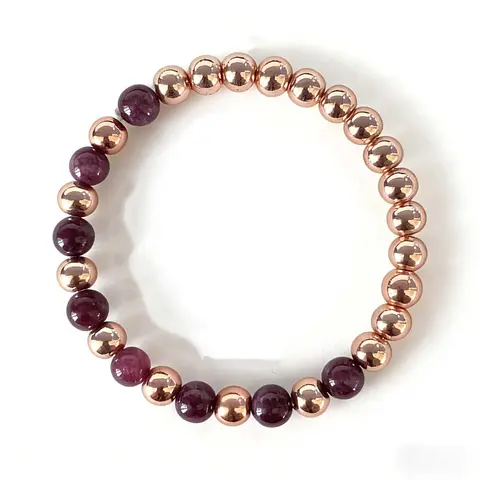 BIGWIG Women's Menopause Relief Copper & Garnet Beaded Crystal Gemstone Bracelet - Elegant Artificial Crystal Bracelet Jewelry for Hormone Balance, Daily Fashion Costume Accessory