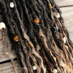 Safari Babe Dreadlock Extensions - Black and Brown Hair, Single Braids, Natural Hair Color, Versatile Styling Options