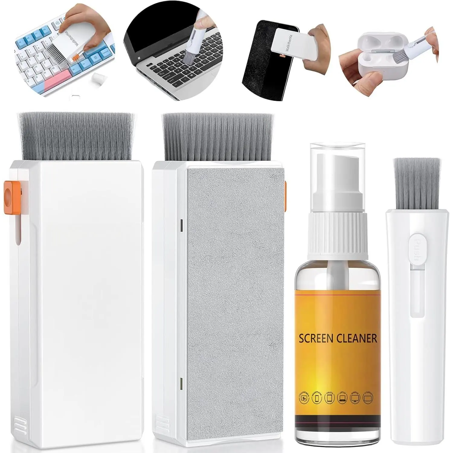 Keyboard Cleaner Laptop Cleaning Kit,  in  Keyboard Cleaning Kit with  Screen Cleaner , Retractable Detailing Brush for Phone   PC MacBook Airpod Camera Lens Elecitroncs