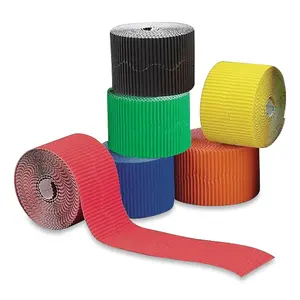 212 MAIN Bordette Decorative Border - 2.25 in. x 50 ft., Scalloped Edge, Corrugated, Rich Colors, for Display Board & Bulletin Board, Assorted Color
