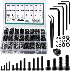 2020PCS Metric Screw Assortment Kit,M2 M3 M4 M5 Screws Set, Hex Socket Head Cap Bolts Nuts and Washers Kit for 3D Printing DIY, Grade 12.9 Alloy Steel, Black Zinc Plated