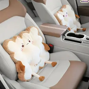 Cute Cartoon Toast Car Seat Cushion, Soft Plush Anti Fatigue Back Pillow, Washable Comfortable Seat Pad for Car Interior, Office Chair & Aesthetic Girly Room Decor