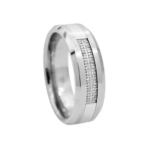 Blackjack Men's Tungsten Band Ring CZ BJRT13
