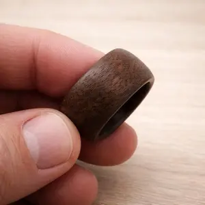 Black Walnut Wood Ring – Natural Wide Band Wooden Band