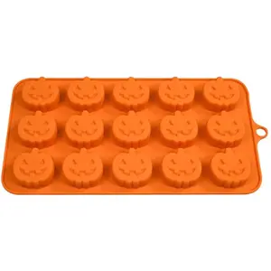 Halloween Pumpkin Silicone Chocolate Mold 15 Cavity Jack-o-Lantern