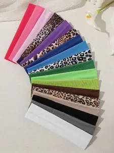 18pcs Women's Anti-Slip Elastic Hair Bands, Leopard Print, Ideal for Makeup, Spa, Yoga, Running, Sweat Absorption, Fashionable and Elegant