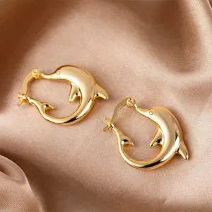 Cute Versatile Little Dolphin Marine Animal Design Earrings Creative Gift for Party Christmas Birthday