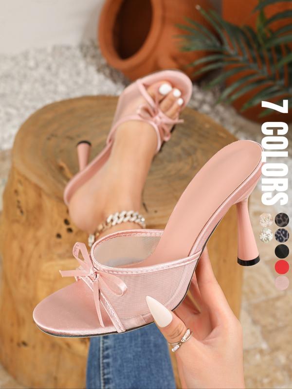 Women's Fashion Leopard Print Mule Sandals, Elegant Pointed Toe High Heel Sandals for Party, Daily Clothing Decor for Women & Girls