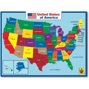 United State Laminated Double Side Educational Waterproof Map Poster-17 x 23 Inch-For Kids, Adults, Home, Classroom