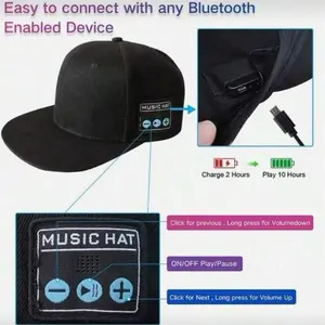 Bluetooth Music Smart Baseball Cap 25.19 Inches Adjustable Cap Circumference, Touch Control Interactive System + 10 Hours Of Battery Life Outdoor Sports Commuting Equipment, Touch Panel Through The 20,000 Times Of Durability Test, Applicable To The Crowd