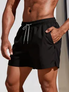 Men’s running shorts, slit shorts, training shorts with drawstring and zippered pockets, beach shorts