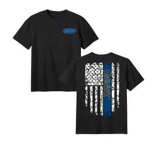 Peterbilt Thin Blue Line Flag T-Shirt, American Flag Camo Design with Blue Logo, Trucker Support Shirt for Diesel Drivers, Gift for Peterbilt Fans or Patriotic Truckers